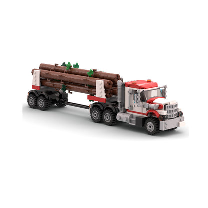 White Stallion Logging Truck Building Kit | LEGO-Compatible MOC - 1