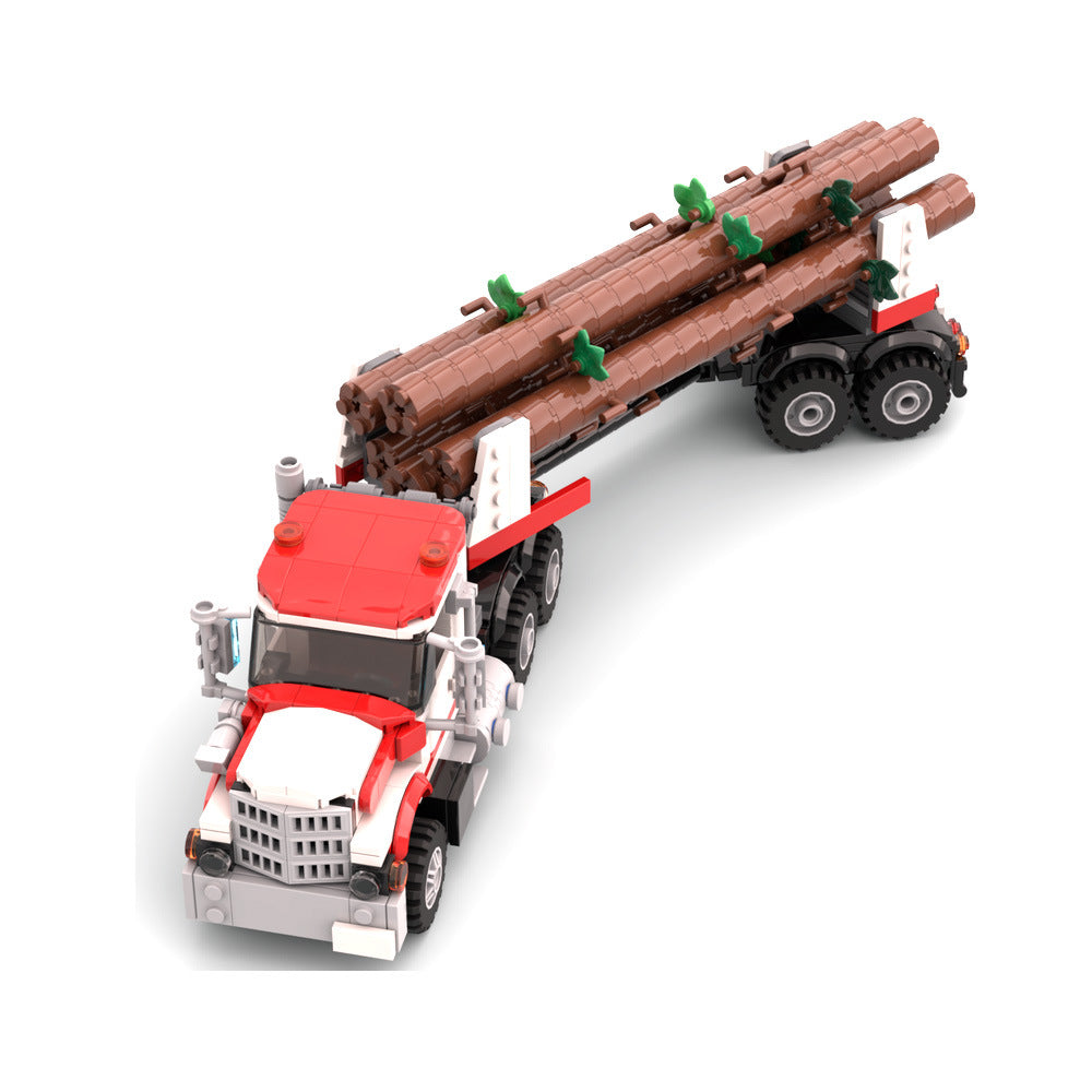 White Stallion Logging Truck Building Kit | LEGO-Compatible MOC - 2