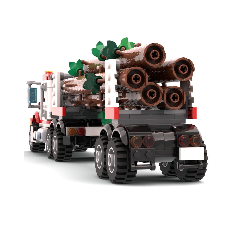 White Stallion Logging Truck Building Kit | LEGO-Compatible MOC - 4