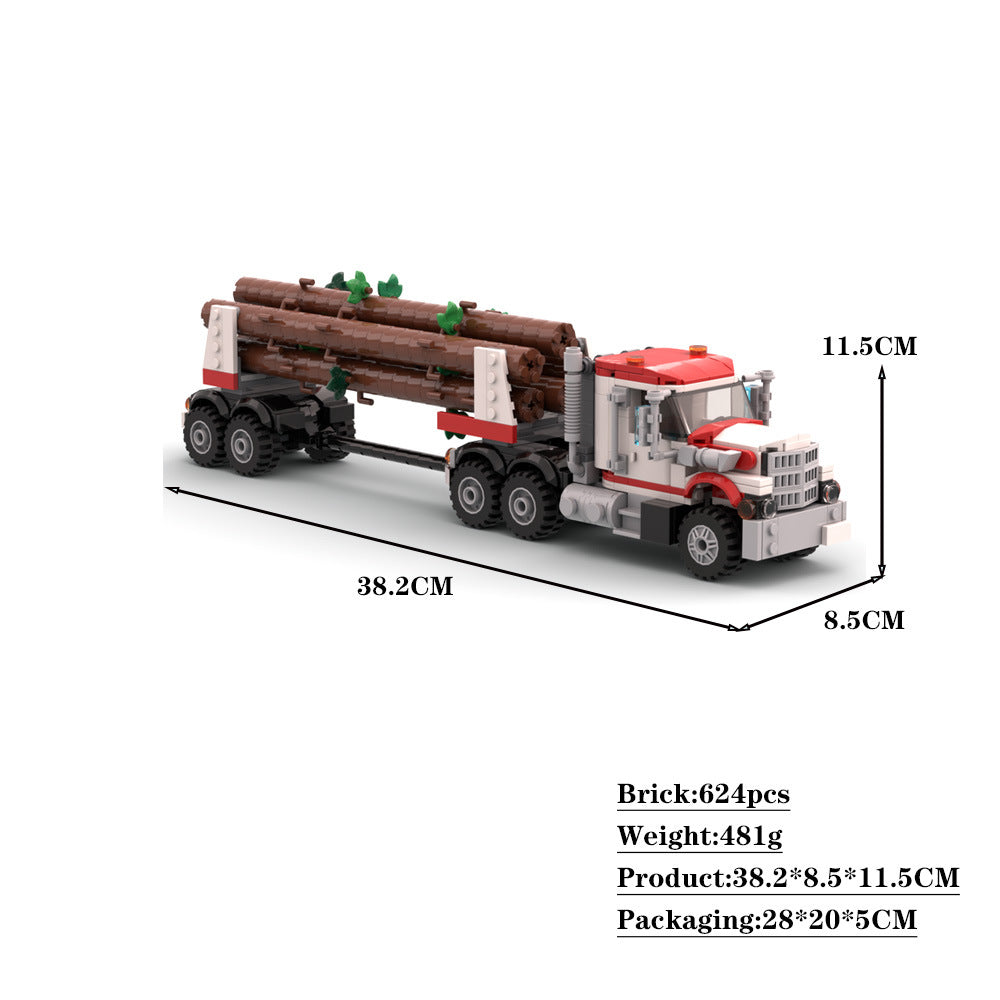 White Stallion Logging Truck Building Kit | LEGO-Compatible MOC - 5