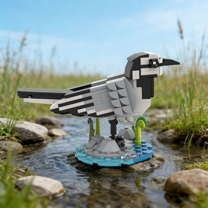 White Wagtail Bird MOC Building Kit | Wildlife Display Model - 11
