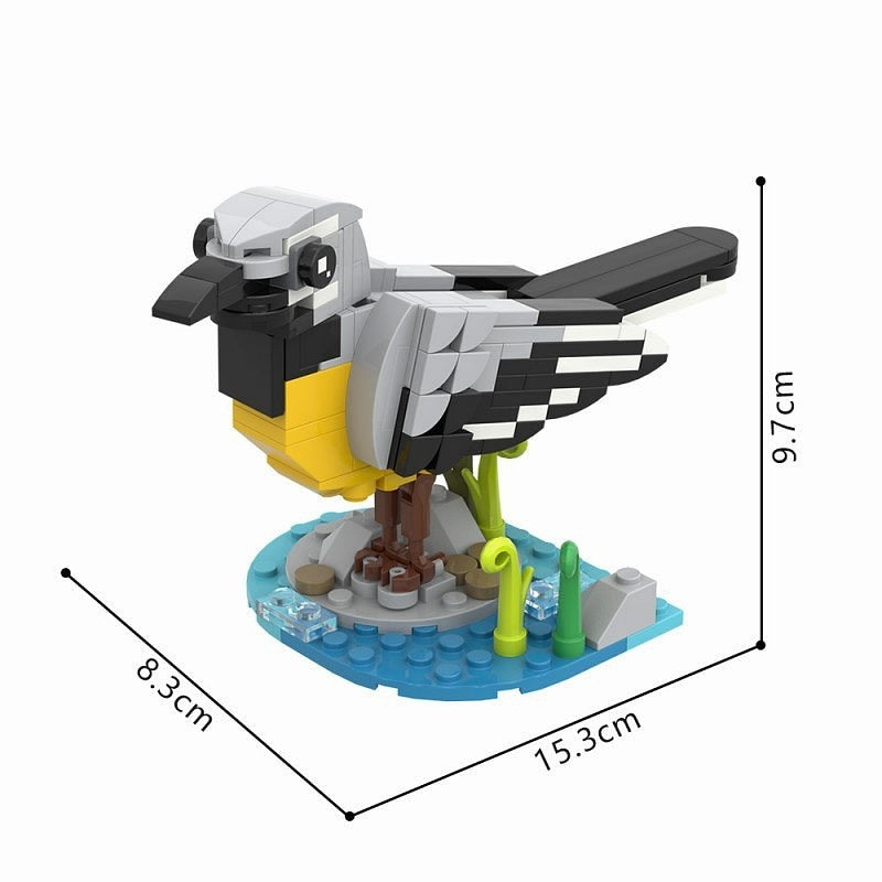 White Wagtail Bird MOC Building Kit | Wildlife Display Model - 4