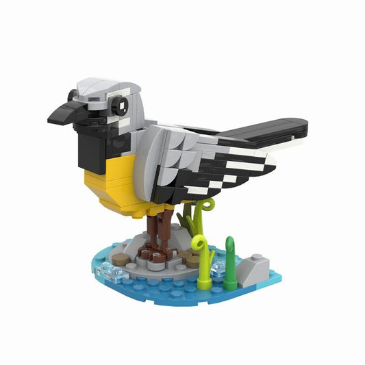 White Wagtail Bird Realistic Wildlife Building Kit | LEGO-Compatible MOC - 1