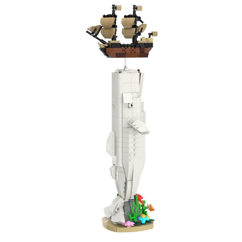 White Whale MOC Building Kit | Ocean Animal Display Model - 1