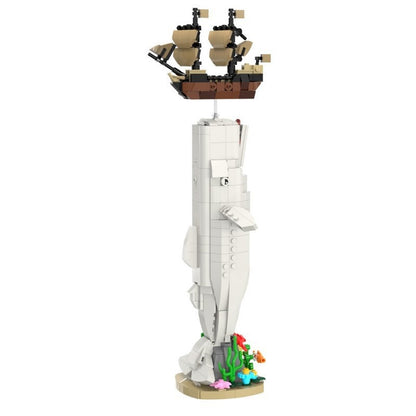 White Whale MOC Building Kit | Ocean Animal Display Model - 1