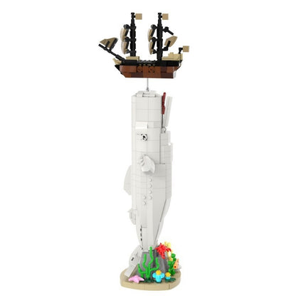 White Whale MOC Building Kit | Ocean Animal Display Model - 4