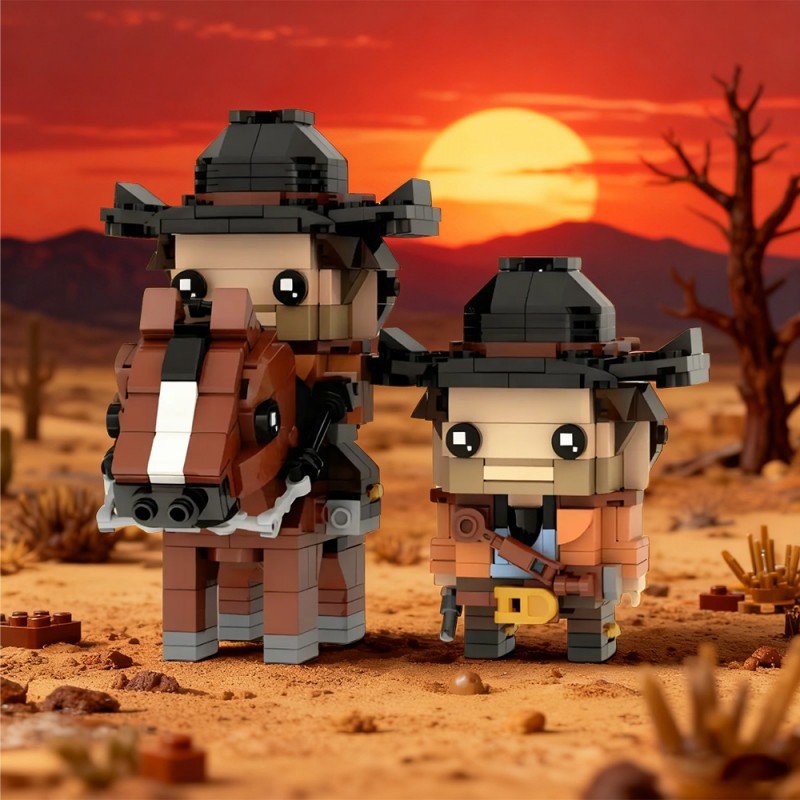 Wild West Outlaw Cowboy Brickheadz MOC Figure | LEGO-Compatible Gunslinger Model - 4