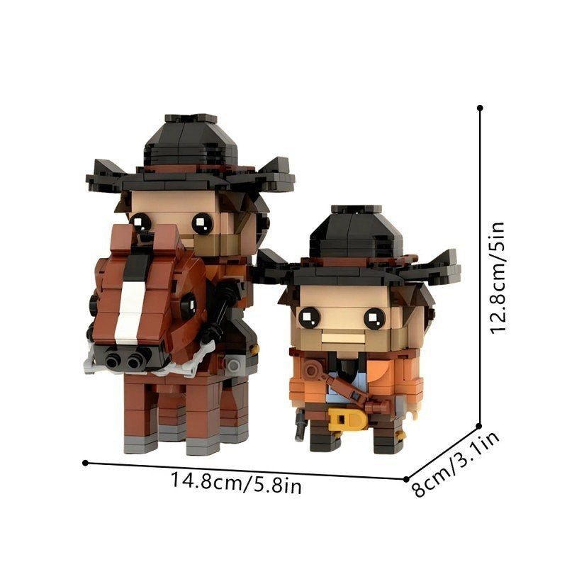Wild West Outlaw Cowboy MOC Cube Character Building Kit | Gunslinger Figure - 2