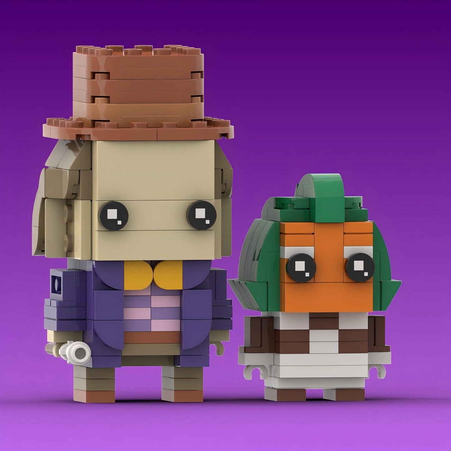 willy wonka & oompa loompa brickheadz building kit - 4