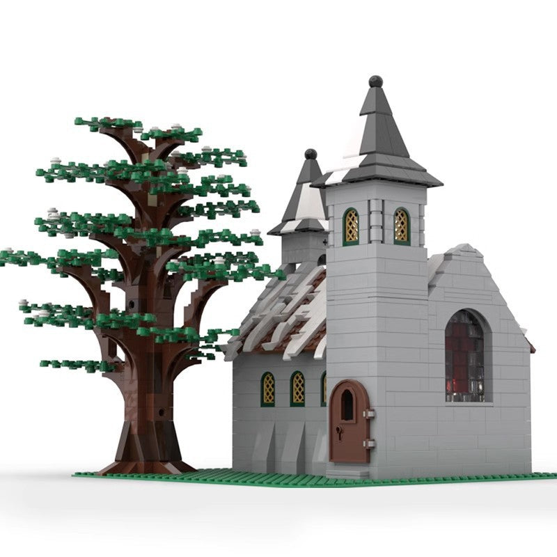 winter church building set | moc-38797 - 2