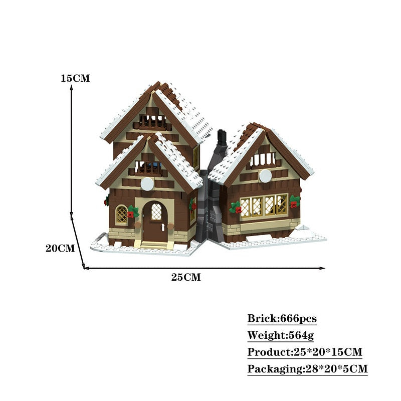 Winter House MOC Building Kit | Cozy Snowy Village Architecture Model - 2