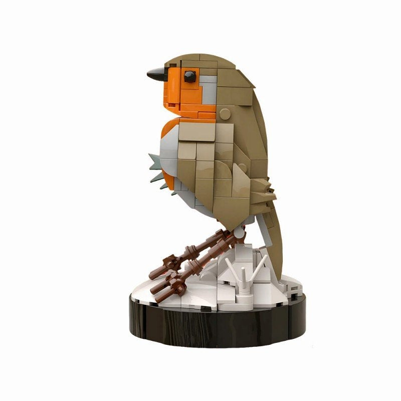 Winter Robin Bird Snow Scene MOC Kit | Seasonal Wildlife Display Model - 2