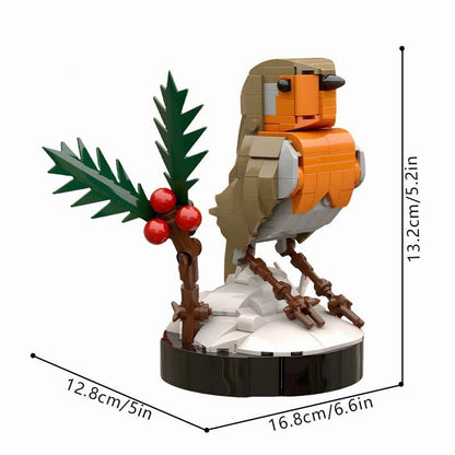 Winter Robin Bird Snow Scene MOC Kit | Seasonal Wildlife Display Model - 4