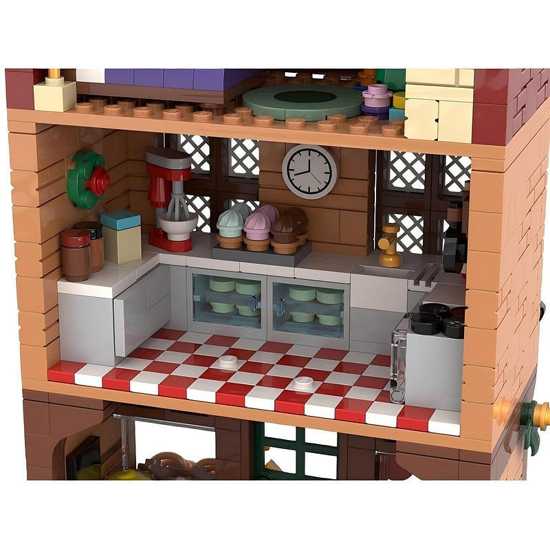 Winter Village Bakery MOC Building Kit | Snowy Seasonal Shop Architecture - 3