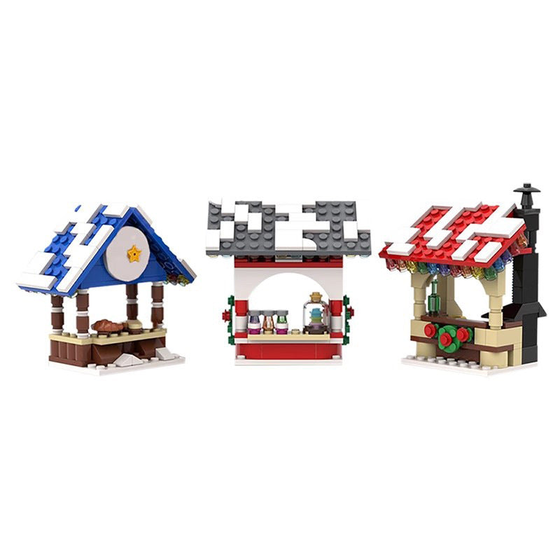 Winter Village Building Kit | Market Stalls | LEGO-Compatible MOC - 1