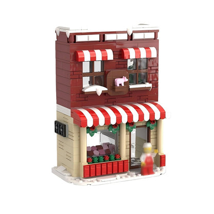 Winter Village Butcher Shop MOC Building Kit | Christmas Store Model - 1