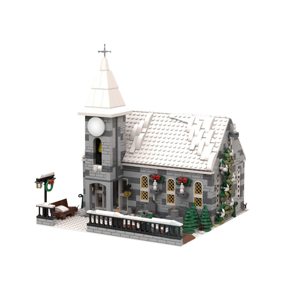 Winter Village Church Building Kit | LEGO-Compatible MOC - 1