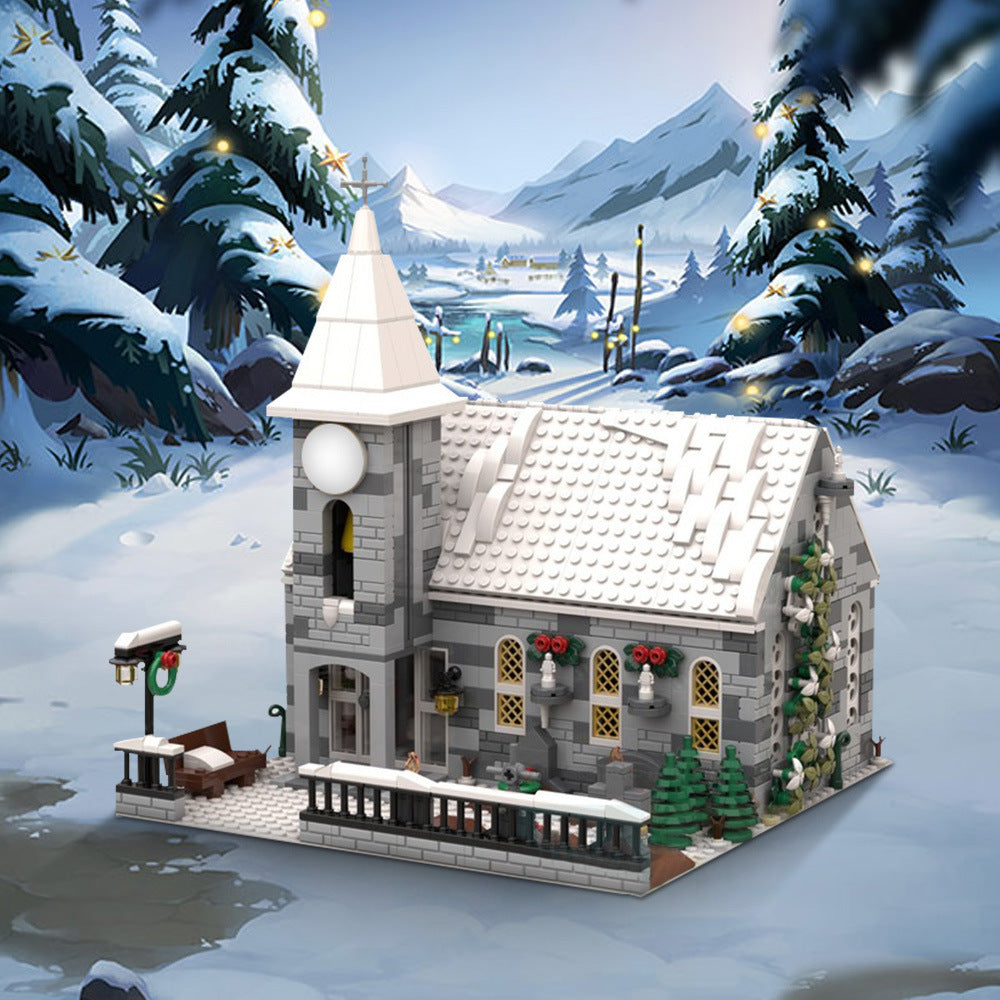 Winter Village Church Building Kit | LEGO-Compatible MOC - 2