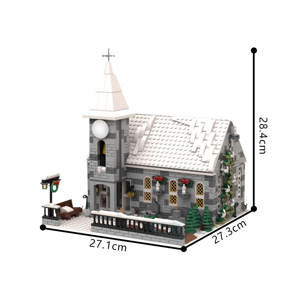 Winter Village Church Building Kit | LEGO-Compatible MOC - 4