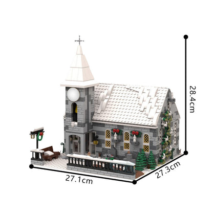 Winter Village Church Building Kit | LEGO-Compatible MOC - 4