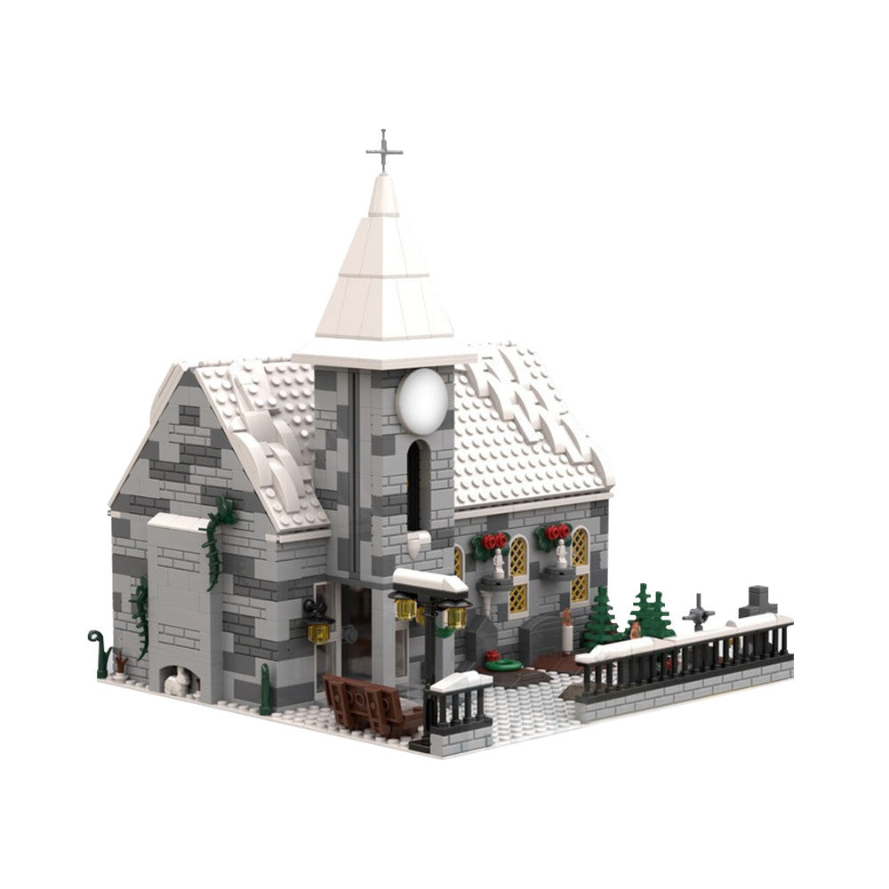 winter village church building set | moc-199733 - 3