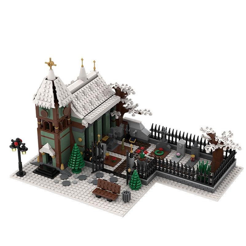 Winter Village Church MOC Building Kit | Snowy Architecture Model - 2