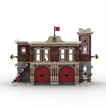 Winter Village Fire Station Expanded 2-Bay Modular Building Kit |