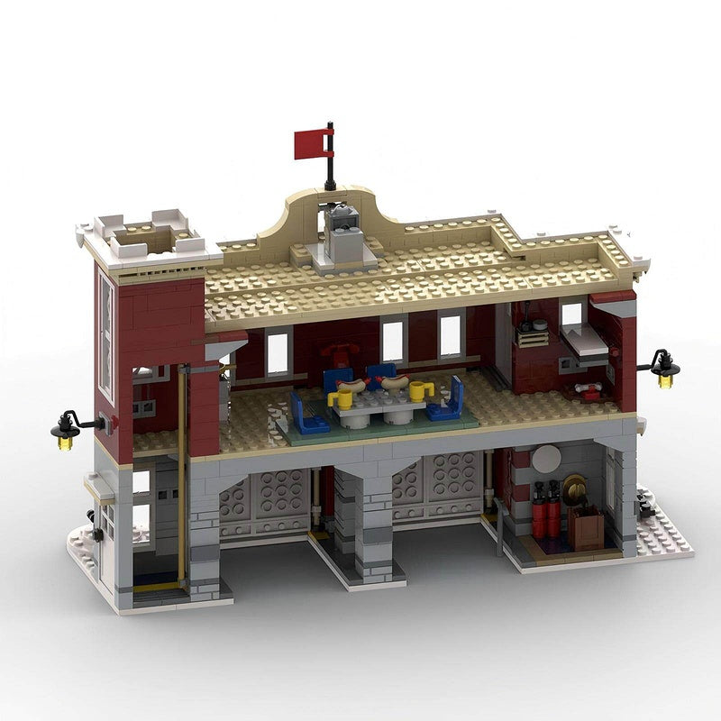 Winter Village Fire Station Expanded 2-Bay Modular Building Kit | LEGO-Compatible MOC - 3