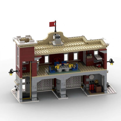 Winter Village Fire Station Expanded 2-Bay Modular Building Kit | LEGO-Compatible MOC - 3