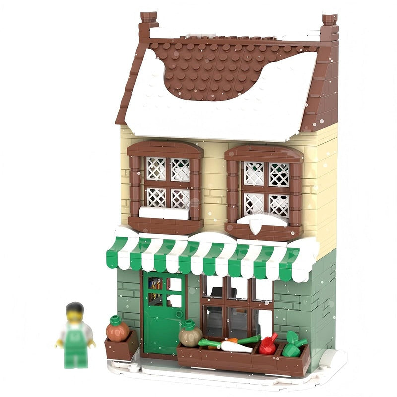 Winter Village Grocery Store MOC Building Kit | Christmas Architecture Model - 1