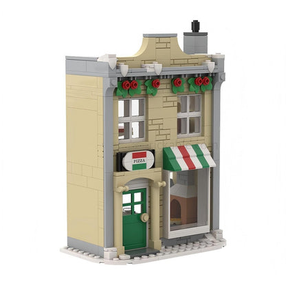 Winter Village Pizzeria Building Kit | LEGO-Compatible MOC - 1