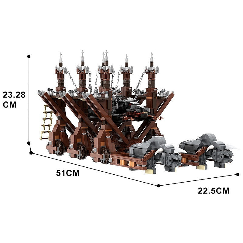 Wolf Head Battering Ram MOC Building Kit | Medieval Siege Weapon Model - 3
