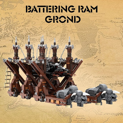 Wolf Head Battering Ram MOC Building Kit | Medieval Siege Weapon Model - 4