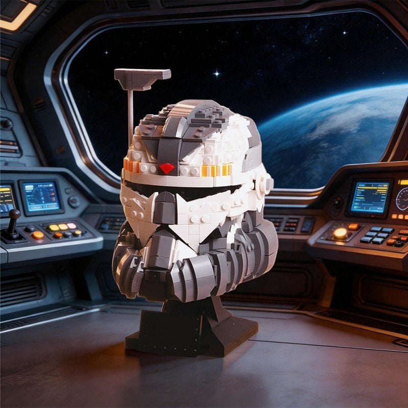 Wolf Squad Commander Helmet MOC Sci-Fi Character Building Kit - 4