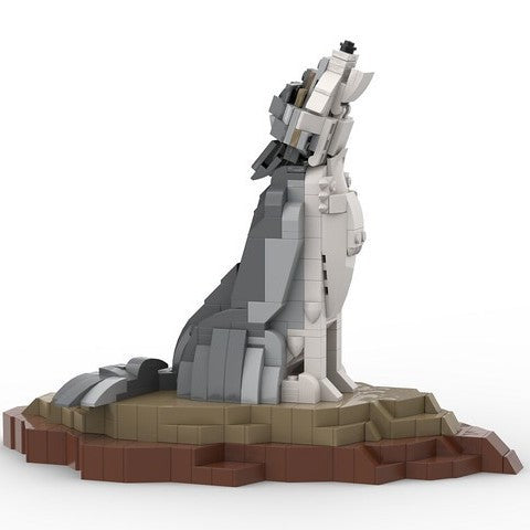 Wolf with Dirt Outcrop Base Building Kit | LEGO-Compatible MOC - 1