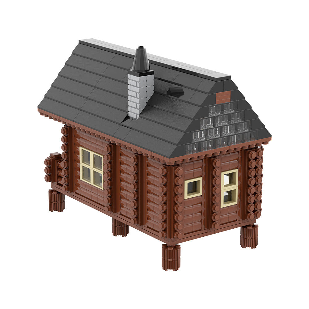 wood cabin building set | lego compatible - 6