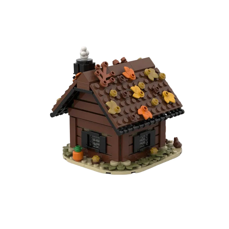 Wooden Cabin in Fall Building Kit | LEGO-Compatible MOC - 1