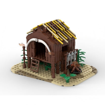 Wooden Hut Building Kit | Rustic Cabin LEGO-Compatible MOC - 1