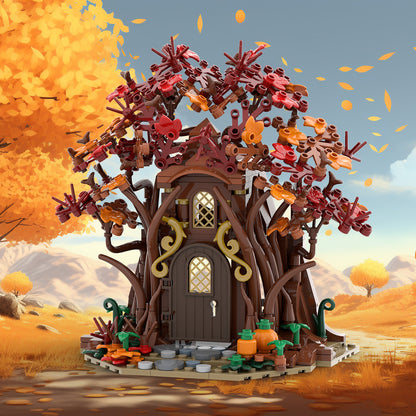 woodland elf house in autumn building set | lego compatible - 2