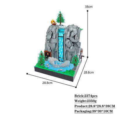 Working Waterfall Mountain Kinetic Landscape Building Kit | LEGO-Compatible MOC - 4