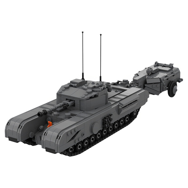 WWII Churchill Crocodile Flamethrower Tank MOC Building Kit - 1