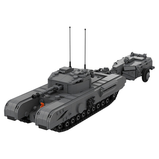 WWII Churchill Crocodile Flamethrower Tank MOC Building Kit - 1