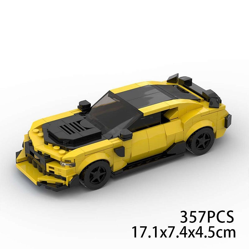 Yellow 6th Gen Muscle Car MOC Building Kit | Performance Vehicle Model - 6