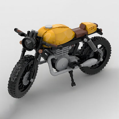 Yellow & Brown Classic Cafe Racer Motorcycle MOC Building Kit - 2