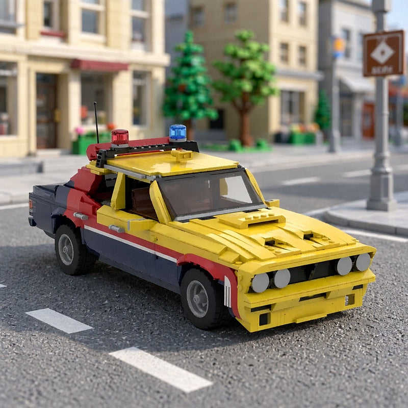 Yellow Pursuit Muscle Car MOC Building Kit - 4
