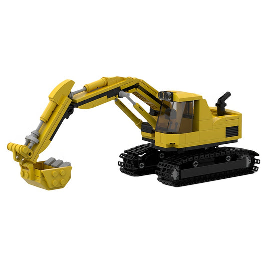 Yellow Tracked Excavator Construction Vehicle MOC Building Kit - 1