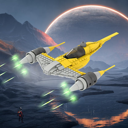 Yellow Twin-Engine Starfighter MOC Building Kit - 2